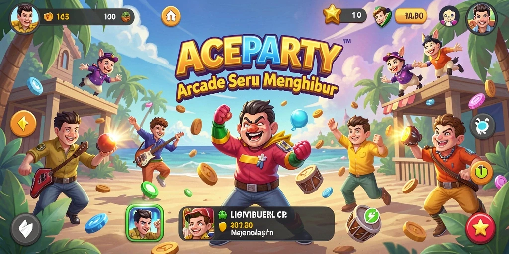 Tampilan permainan Arcade ACEPARTY yang seru dan penuh tantangan.