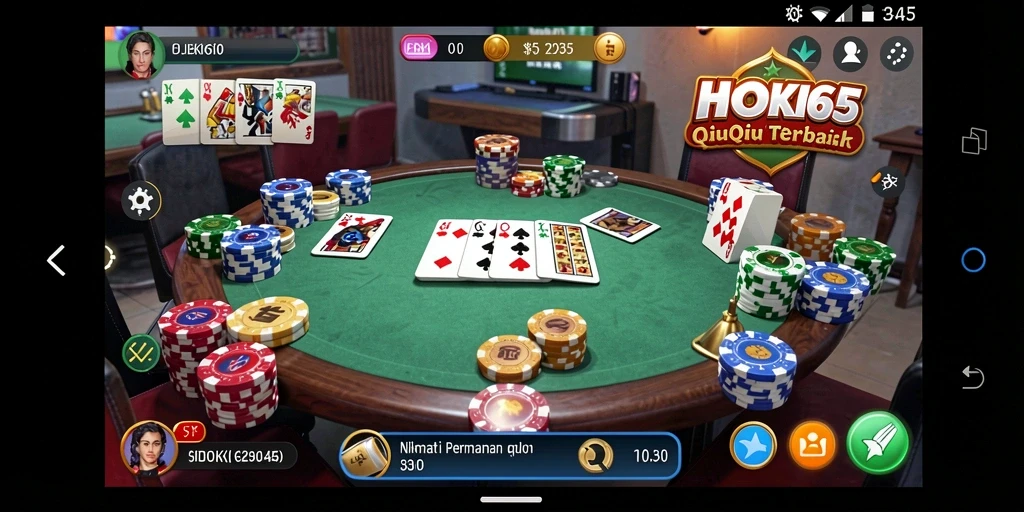 Tampilan gameplay seru dalam HOKI65 yang menampilkan QiuQiu.