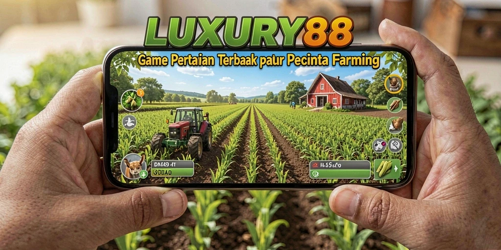 Screenshot gameplay LUXURY88 menampilkan keindahan lahan pertanian yang dikelola dengan baik.