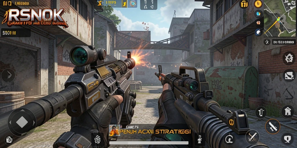 Screenshot gameplay RSNOK menunjukkan pertempuran intens dengan grafis menakjubkan.