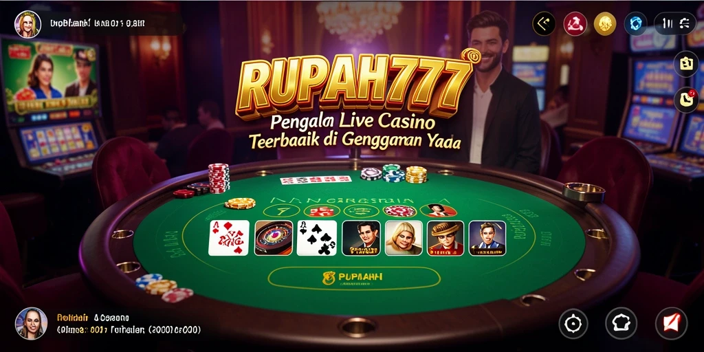 Screenshot gameplay RUPIAH777 menampilkan dealer langsung dan interaksi pemain.
