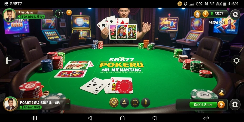 Tampilan gameplay Poker seru di aplikasi SR877 dengan grafik menarik.