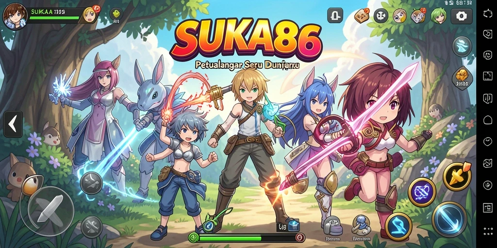Gameplay seru di SUKA86 dengan karakter anime ikonik.