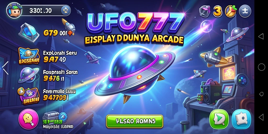Screenshot menunjukkan aksi seru dalam gameplay Arcade UFO777.